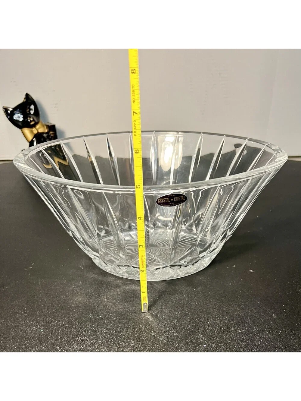 George Crystal 1980s Fruit Bowl Muirfield 24% Lead Crystal Clear, 11x8.5x5”